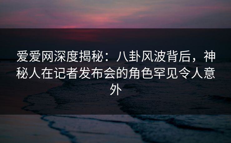 爱爱网深度揭秘：八卦风波背后，神秘人在记者发布会的角色罕见令人意外