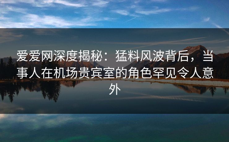 爱爱网深度揭秘：猛料风波背后，当事人在机场贵宾室的角色罕见令人意外