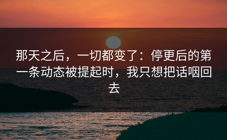 那天之后,一切都变了:停更后的第一条动态被提起时,我只想把话咽回去